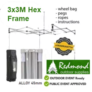 Redmond Frame 45mm 3x3m inc wheel bag, pegs