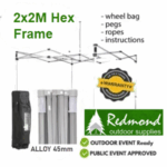 Redmond Frame 45mm 2mx2m inc wheel bag, pegs